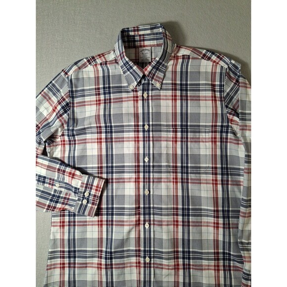 Brooks Brothers L Regent Blue White Red Plaid Dress Shirt  Long Sleeve Men USA - Picture 2 of 7
